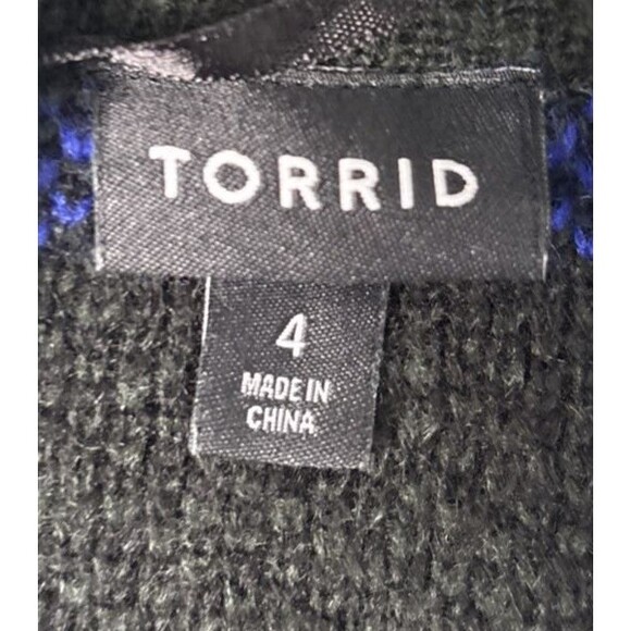 Torrid Notched Collar Cardigan Sweater Plaid Multi Size 4 4X 26 Car Coat - Picture 2 of 7